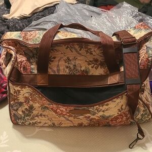 Vintage Floral Tapestry Duffel Bag